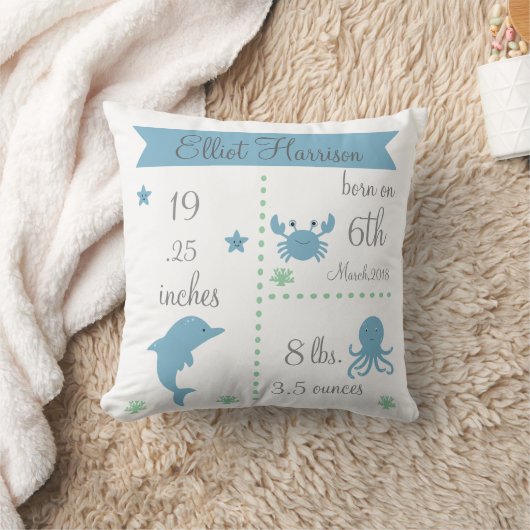 かわいい海の動物たちの男の赤ちゃん案内枕 クッション (ブランケット)