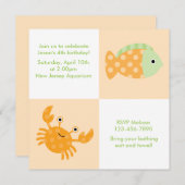 かわいい海の動物の夏とビーチ誕生日 招待状 (正面/裏面)