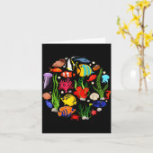 かわいい海の動物の海洋の clownfish 水族館の幼児 カード (黄色い花)