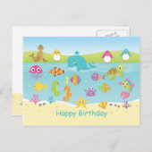 かわいい海の動物 子供の誕生日ポストカード ポストカード (正面/裏面)