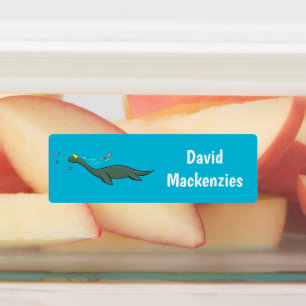 かわいい海の怪物プレシオサルの漫画パーソナライズされた ラベル