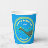 かわいい海の怪獣の漫画イラストレーション 紙コップ (裏面)