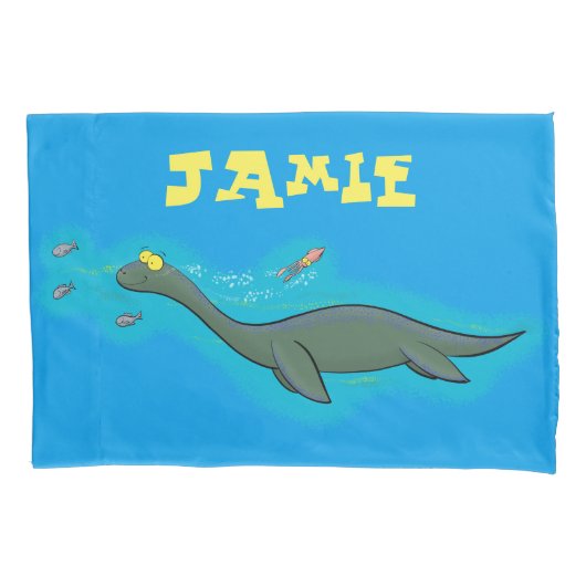 かわいい海の怪獣の漫画 枕カバー (正面)