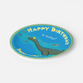 かわいい海の恐竜の漫画のパーソナライズされた誕生日 ペーパープレート (アングル)