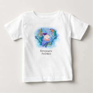 かわいい海の海カラフル生葉物 ベビーTシャツ