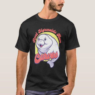 かわいい海の牛のマナティー実在哺乳類の人魚がcur tシャツ