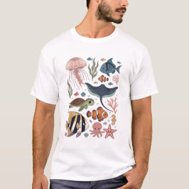 かわいい海の生き物たち Tシャツ