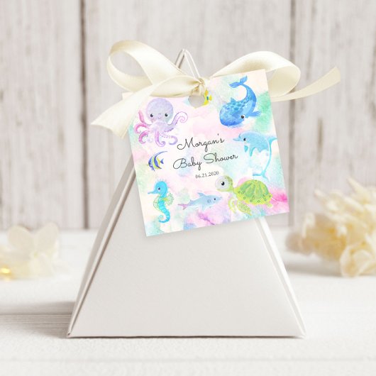 かわいい海の生き物の赤ちゃんシャワー フェイバータグ