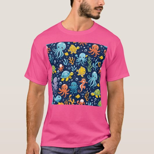 かわいい海の生き物タコウミガメ|過去記事 Tシャツ (正面)