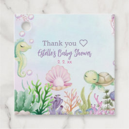 かわいい海の生き物ベビーシャワーメッセージカード フェイバータグ