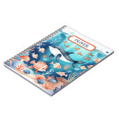 かわいい海の生き物 水中の海洋生物 ノートブック (左側)