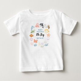 かわいい海の生き物 赤ちゃんのお祝い ベビーTシャツ