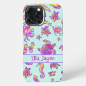 かわいい海の生活パターン子供たち名前iPhoneケース iPhoneケース (裏面)