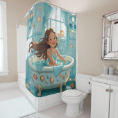 かわいい海をテーマにしたバスタイムガール シャワーカーテン (インサイチュ)