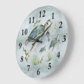 かわいい海シークリージャーカメベビー子供部屋キッズ ラージ壁時計 (傾斜)