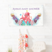 かわいい海シータコカラフルピンクベビーシャワー 横断幕 (インサイチュ)