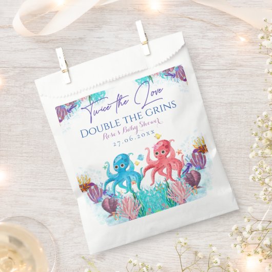 かわいい海シーツインタコ赤ちゃんシャワーパーティー フェイバーバッグ (クリップ留めされた状態)