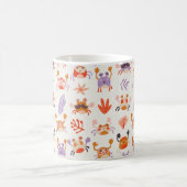 かわいい海シーフレンズ珊瑚蟹の水色 コーヒーマグカップ (中央)