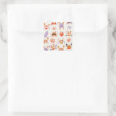 かわいい海シーフレンズ珊瑚蟹の水色 スクエアシール (バッグ)