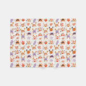 かわいい海シーフレンズ珊瑚蟹の水色 フリースブランケット (正面(横))