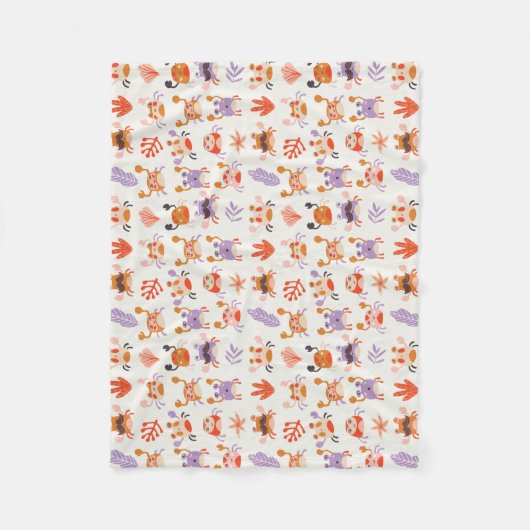 かわいい海シーフレンズ珊瑚蟹の水色 フリースブランケット (正面)