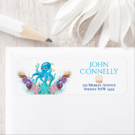 かわいい海シーベビータコカラフルアドレスラベ ラベル