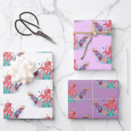 かわいい海シーベビータコカラフル ラッピングペーパーシート