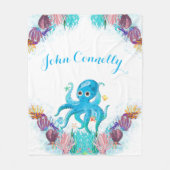 かわいい海シーボーイタコカラフル フリースブランケット (正面)