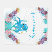 かわいい海シーボーイタコカラフル フリースブランケット (正面(横))