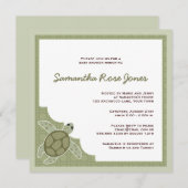 かわいい海テーマベビーシャワー-緑 招待状 (正面/裏面)