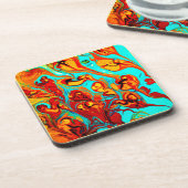 かわいい海パターン買アート コースター (左側)