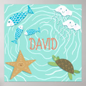 かわいい海パーソナライズされた生き物の壁画 ポスター (正面)