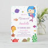 かわいい海パーティー招待状for Girls 招待状 (スタンド正面)