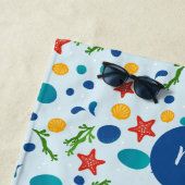 かわいい海ビーチコラージュカスタムモノグラム ビーチタオル (インサイチュ)