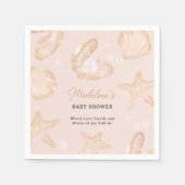 かわいい海ビーチ小さな真珠の赤ちゃんシャワー スタンダードカクテルナプキン (正面)