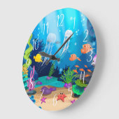 かわいい海フィッシュビーチハウス ラージ壁時計 (傾斜)