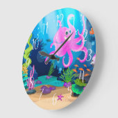 かわいい海フィッシュビーチハウス ラージ壁時計 (傾斜)