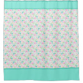 かわいい海ブルーグリーンフィッシュ シャワーカーテン (正面)