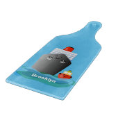 かわいい海ライナー船のタグ漫画イラストレーション カッティングボード (角)