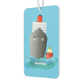 かわいい海ライナー船のタグ漫画イラストレーション カーエアーフレッシュナー (左)