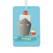 かわいい海ライナー船のタグ漫画イラストレーション カーエアーフレッシュナー (裏面)