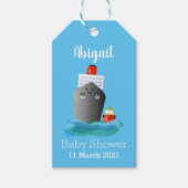 かわいい海ライナー船のタグ漫画イラストレーション ギフトタグ (正面)