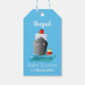 かわいい海ライナー船のタグ漫画イラストレーション ギフトタグ (裏面)