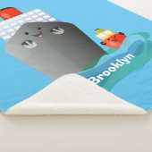 かわいい海ライナー船のタグ漫画イラストレーション シェルパブランケット (3/4)