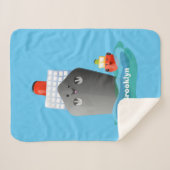 かわいい海ライナー船のタグ漫画イラストレーション シェルパブランケット (正面(横))