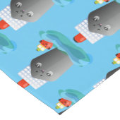 かわいい海ライナー船のタグ漫画イラストレーション ショートテーブルランナー (コーナー)