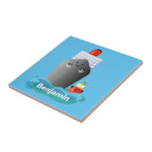 かわいい海ライナー船のタグ漫画イラストレーション タイル (側面)