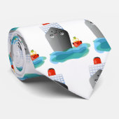 かわいい海ライナー船のタグ漫画イラストレーション ネクタイ (ロール)