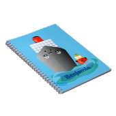 かわいい海ライナー船のタグ漫画イラストレーション ノートブック (右側)