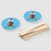 かわいい海ライナー船のタグ漫画イラストレーション ハンドファン (組立なし)